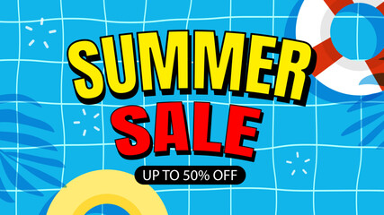 Summer sale poster banner templates for advertising. Big sale flyers with tropical and beach elements.