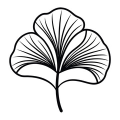 Single Ginkgo Biloba Leaf – Clean Line Art Vector Illustration – Minimalist Botanical Symbol for Nature Decor, Wellness Design, Organic Branding, and Elegant Plant-Based Projects