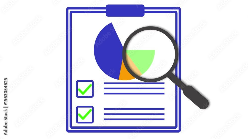 Aufkleber analyzing and reviewing financial chart with magnifying glass on white background. analyzing busines
