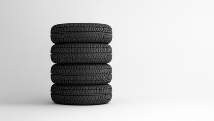 Stacked tires on white background (1)