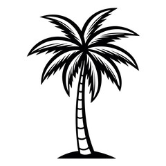 Single Palm Tree – Clean Line Art Vector Illustration – Minimalist Tropical Icon for Travel, Beach Decor, Summer Vibes, Nature Designs, and Coastal Creative Projects
