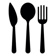 Fork, Knife, and Spoon – Clean Minimal Line Vector Illustration – Simple Cutlery Icon Set for Restaurant Branding, Kitchen Decor, Menu Design, and Culinary-Themed Projects

