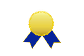 金のメダル　リボンブルー　グラフィック素材 