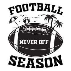 Obraz premium Black and white american football illustration depicting the never off season beach theme graphic design