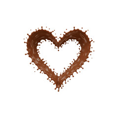 Heart Shape Made of Chocolate Crumbs and Splash Isolated on White