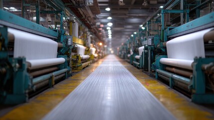 Fototapeta premium a large textile factory with modern weaving machinery in operation