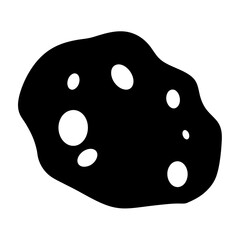 Isolated Black Abstract Blob with White Circular Holes Resembling a Sponge