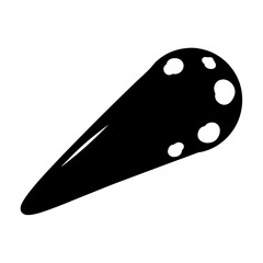 Simplified Black Illustration of a Comet or Spacecraft Against White Backdrop