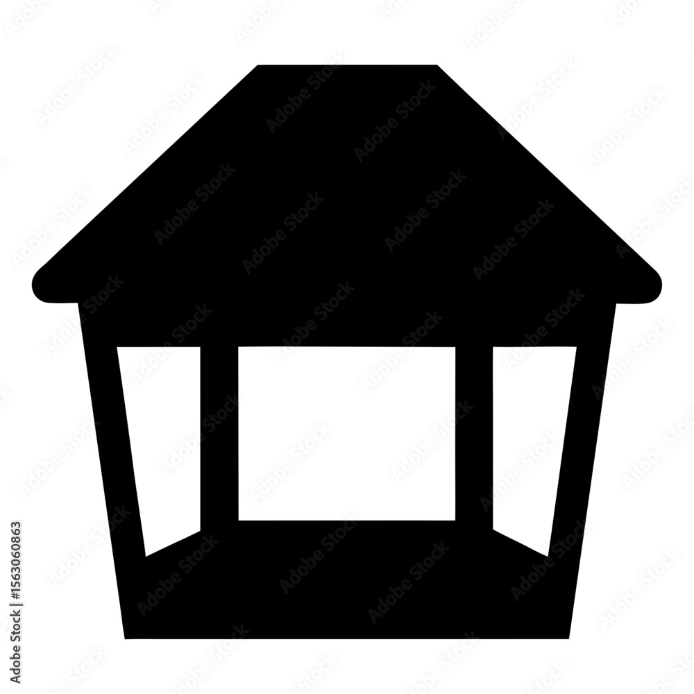 Aufkleber silhouette of a simple open gazebo structure with sloping roof design