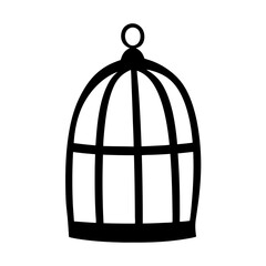 Silhouette of a decorative bird cage with a simple, minimalist style