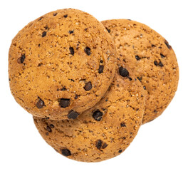 Crispy chocolate chip cookies with goldenbrown texture and rich chocolate chunks, tempting baked...