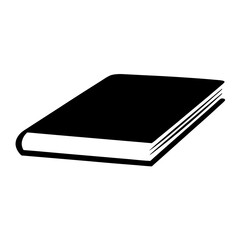 Black and white illustration of a closed book lying on a surface