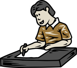 Student Writing on Desk