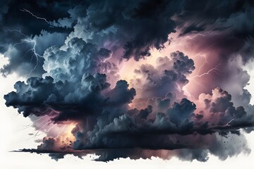 Lightning illuminating a dramatic storm cloud formation