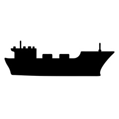 Obraz premium Silhouette of a large container ship, potentially an oil tanker on water
