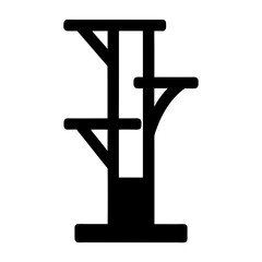 Stylized Cat Tree Silhouette with Multiple Levels for Climbing and Play