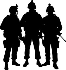  Military Soldiers and Helicopter Silhouette vector bundle