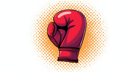 Red boxing glove in a pop art style. Represents boxing, fitness, combat sports, or empowerment. Vibrant and dynamic.


