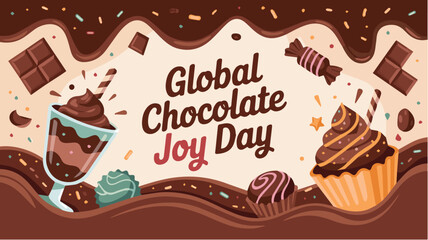 Global Chocolate Joy Day Celebration Banner Sweet Dessert Illustration Design