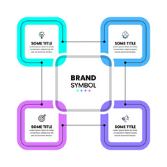 Infographic template. Connected squares with 4 steps