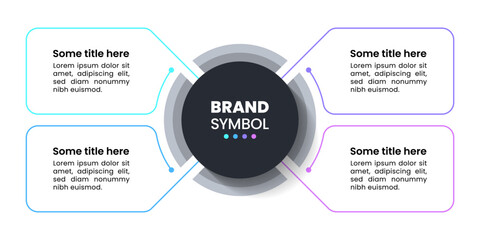 Infographic template. 4 banners connected to a title in the middle