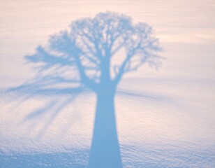 White Tree Shadow on Snowy Background