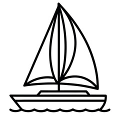 Simple Sailboat on Water – Line Art Vector Illustration – Minimalist Nautical Symbol for Marine Decor, Travel Design, Ocean Adventures, and Summer-Themed Creative Projects