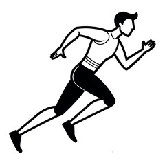 Runner in Motion – Minimalist Vector Outline Illustration – Dynamic Line Art Athlete Icon for Sports Design, Fitness Apps, Marathon Graphics, and Health Branding Projects