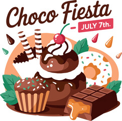 Choco Fiesta Dessert Celebration Illustration July 7th Chocolate Party Art