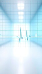 Abstract Blue Pulse Line Against White Background Depicting Medical Healthcare And Technological Concepts