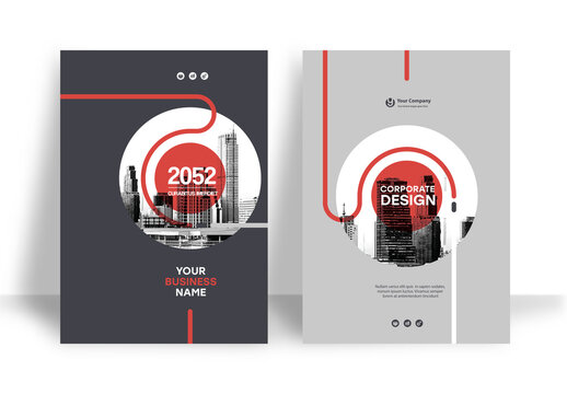 Business Report Cover Template &ndash;  Red and Black Geometric Layout (A4)
