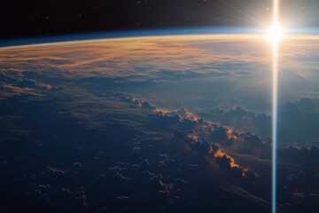 Earth's Sunrise from Space, Clouds, Atmosphere