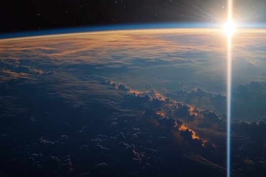 Earth's Sunrise from Space, Clouds, Atmosphere