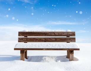 Wooden Bench in Snowy Landscape