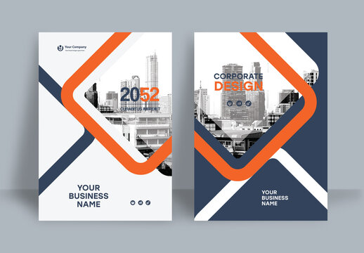 Business Report Cover Template &ndash;  Orange and Black Geometric Layout (A4)	
