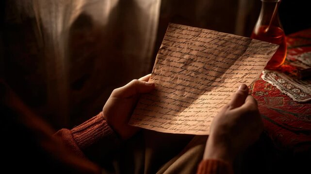 Person holding an old handwritten letter