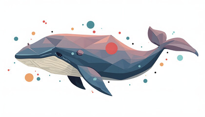 Majestic whale illustration breaching from the water. Represents marine life, power, or aquatic shows. Energetic and graceful.

