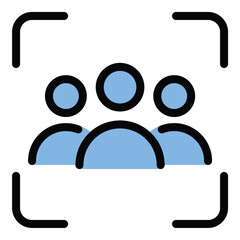 Meeting icon flat line style illustration representing collaboration and group discussion, suitable for business presentations, team coordination, and scheduling applications