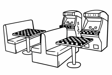 Retro 90s Food Court Pixel Art Illustration