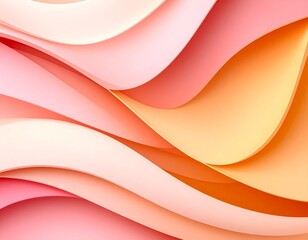 Abstract Layered Curves in Warm Pink and Orange Hues