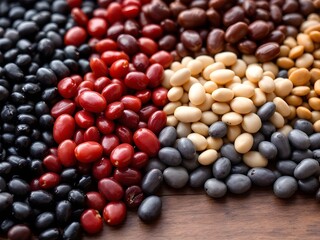 Assortment of black, red and white beans