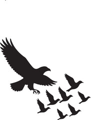 Elegant vector silhouette of an eagle in flight, perfect for wildlife and nature illustrations