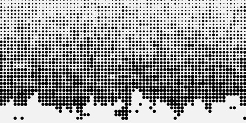 Dotted halftone gradient texture. Vanishing polka dot background. Repeating dots gradation pattern background. Black fading comic pop art overlay backdrop. Raster effect wallpaper. Vector halftone