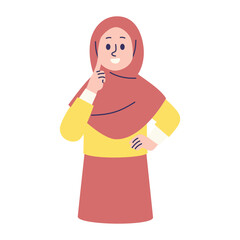 Flat Pensive Muslim Woman Illustration