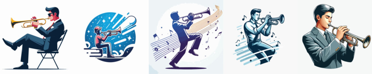 vector image of a person playing the trumpet with a white background © Andreas