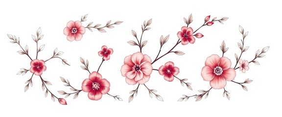 Hand-drawn floral ornaments, leaves, branches; perfect for wedding invitations,  spring,  greenery