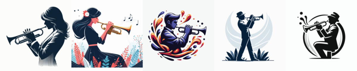 vector image of a person playing the trumpet with a white background