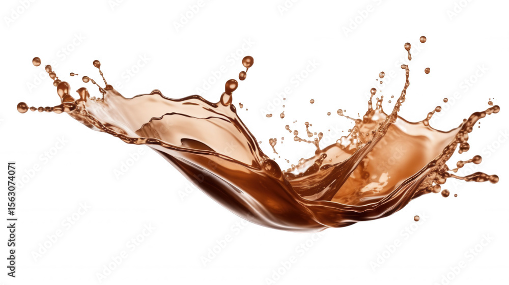 Poster dynamic 3d icon splash with transparent background, highlighting beverage graphic design element and