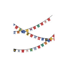 Obraz premium Colorful hanging flags and decorations for Indian festivals