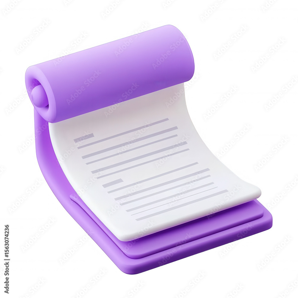 Poster 3d scroll icon with transparent background, ideal for projects needing a touch of elegance and histo